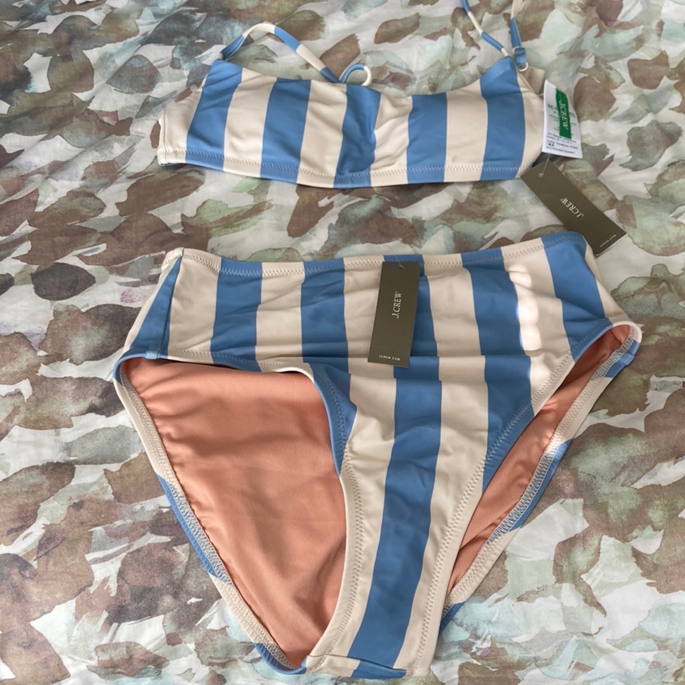 J Crew NWT Stripe Bikini